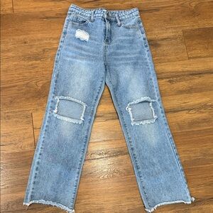 Chelsea & Violet Light Wash Distressed Straight-Leg Jeans